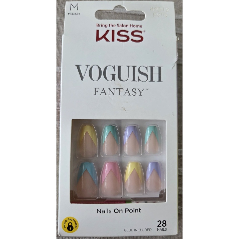 KISS VOGUISH Fantasy Nails Rainbow French Tip 89212 FV15‎ 28 Tips Med NIP